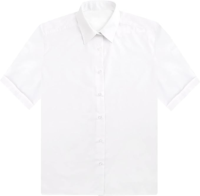 KHIM Kids Girls Full Sleeve Half Sleeve School Shirts Plain White Sky Blue Dress Shirts Age 5 to 16 Years
