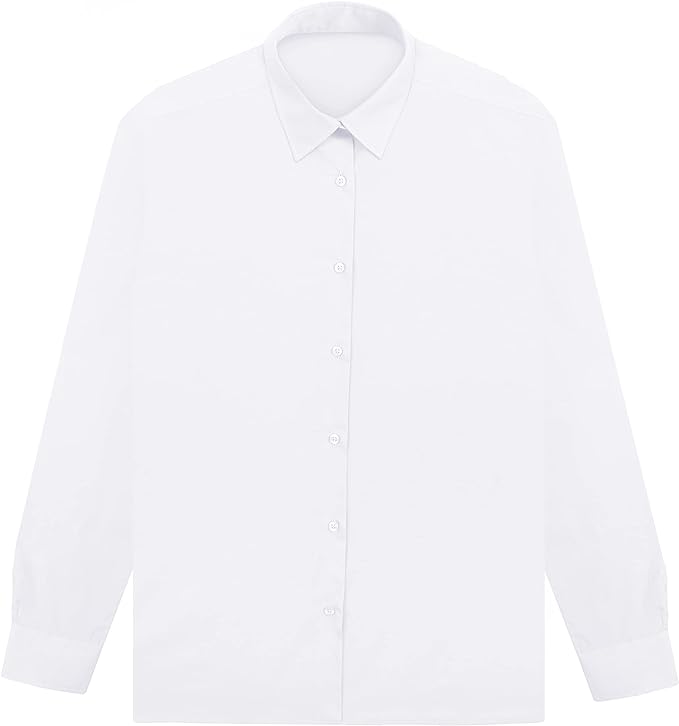 KHIM Kids Girls Full Sleeve Half Sleeve School Shirts Plain White Sky Blue Dress Shirts Age 5 to 16 Years