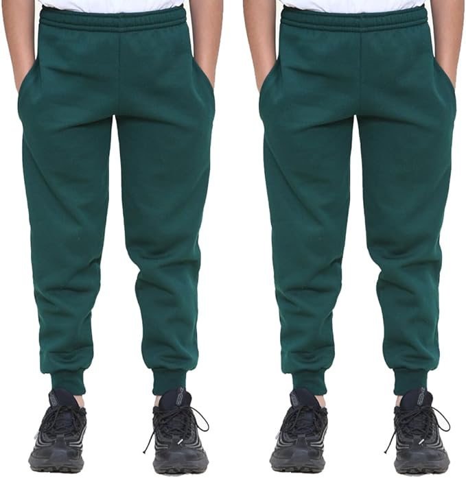 KHIM Fleece Pack of 2 Jogging Trouser Tracksuit Bottom Pant Kids Unisex Girls Boys Activewear