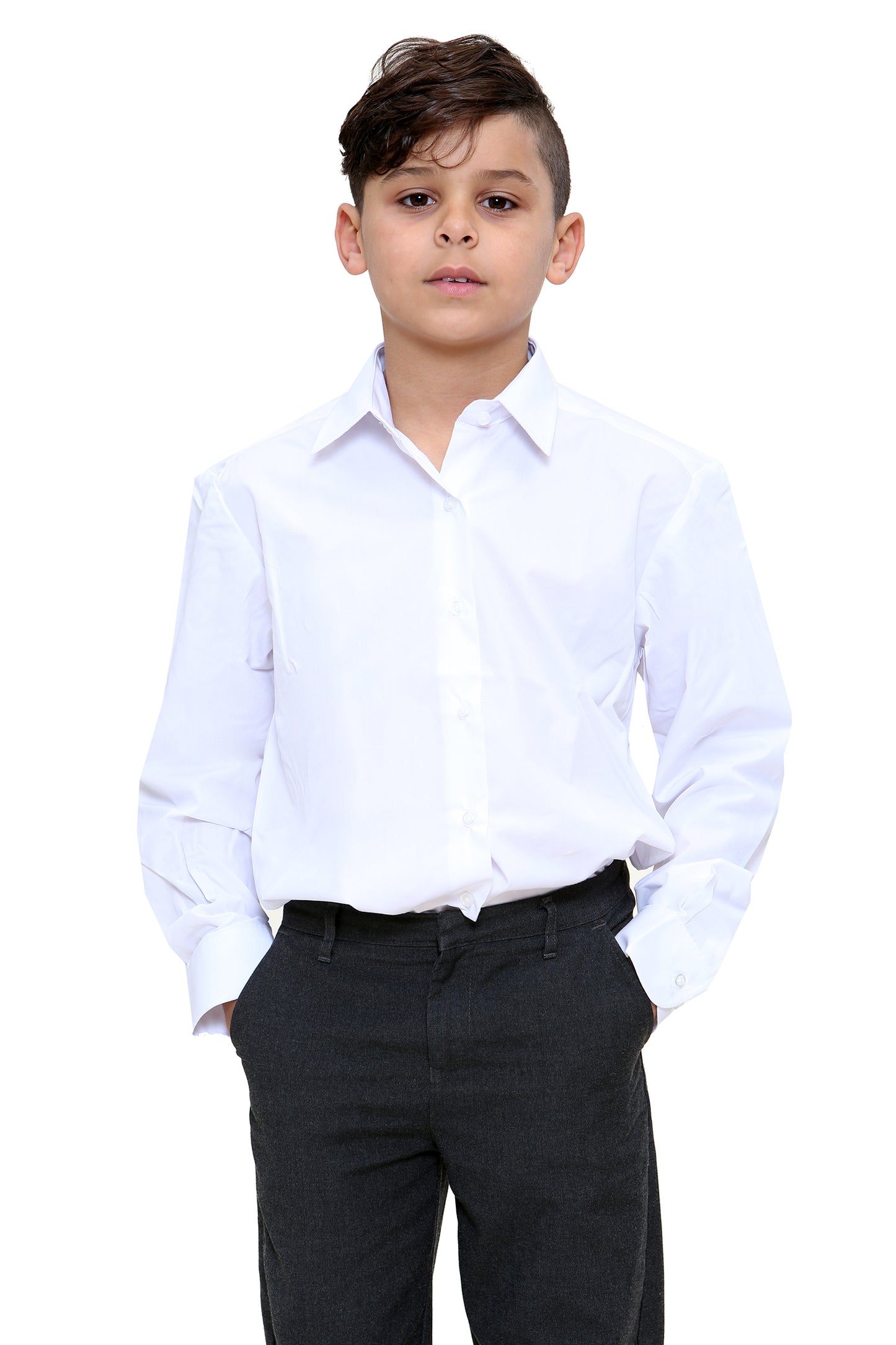 KHIM Kids Boys Full & Half Sleeve School Shirts Plain White & Sky Blue Dress Shirts 5-16 Years