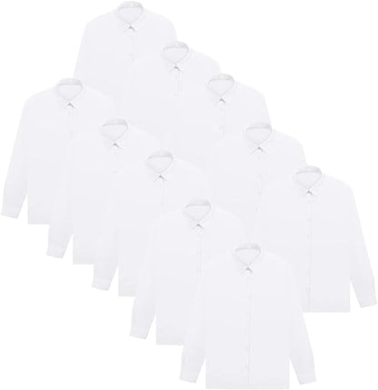 KHIM Kids Girls Full Sleeve Half Sleeve School Shirts Plain White Sky Blue Dress Shirts Pack of 10 Age 5 to 16 Years
