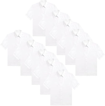 KHIM Kids Girls Full Sleeve Half Sleeve School Shirts Plain White Sky Blue Dress Shirts Pack of 10 Age 5 to 16 Years