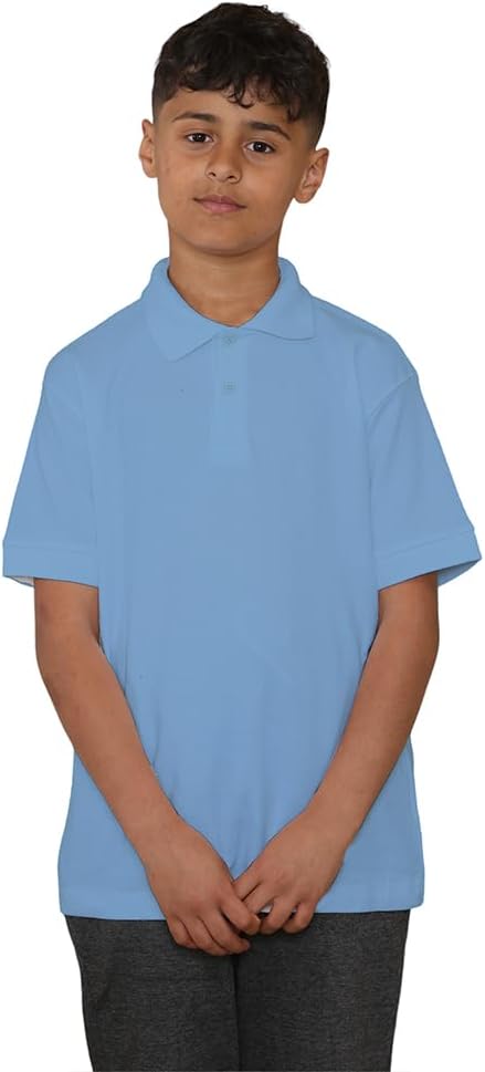 KHIM Unisex Polo Short Sleeve Polycotton Boys Girls School Uniform Plain Half Sleeve Shirts Sports Wear Indoor Outdoor Age 2-14 years