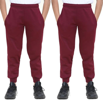KHIM Pack of 2 Jogging Trouser Terry Cotton Tracksuit Bottom Pant Kids Unisex Girls Boys Outdoor Activewear