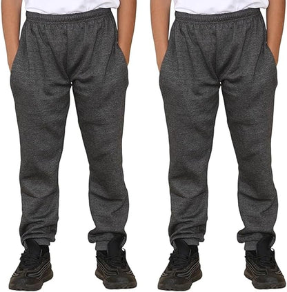 KHIM Pack of 2 Jogging Trouser Terry Cotton Tracksuit Bottom Pant Kids Unisex Girls Boys Outdoor Activewear