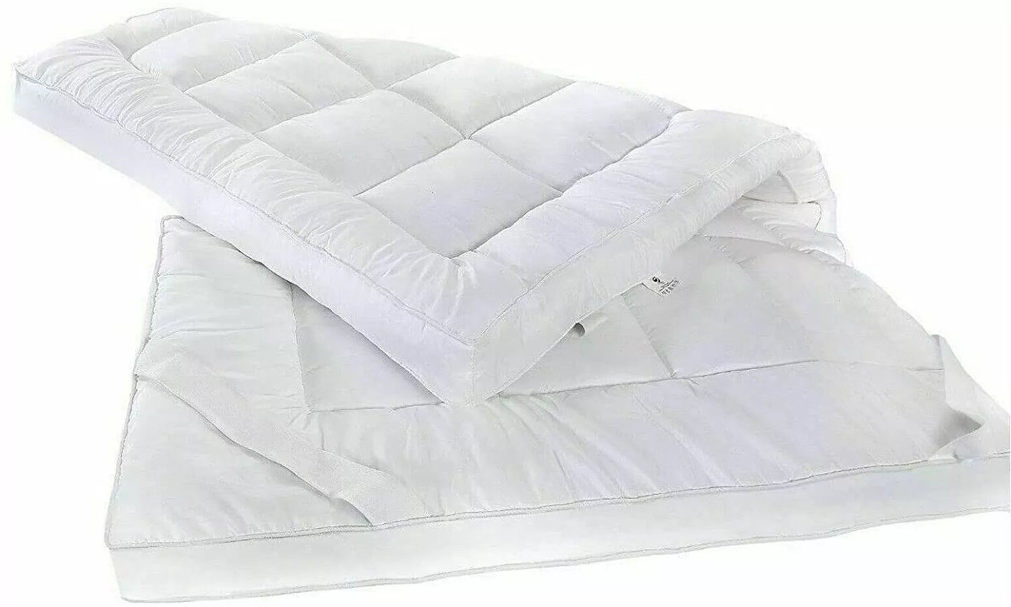 KHIM Mattress Topper (4 inches/10CM) Quilted Extra Deep Hotel Quality Mattress Topper, Breathable and Super Fluffy Mattress Topper Luxury Comfort with Elasticated Straps